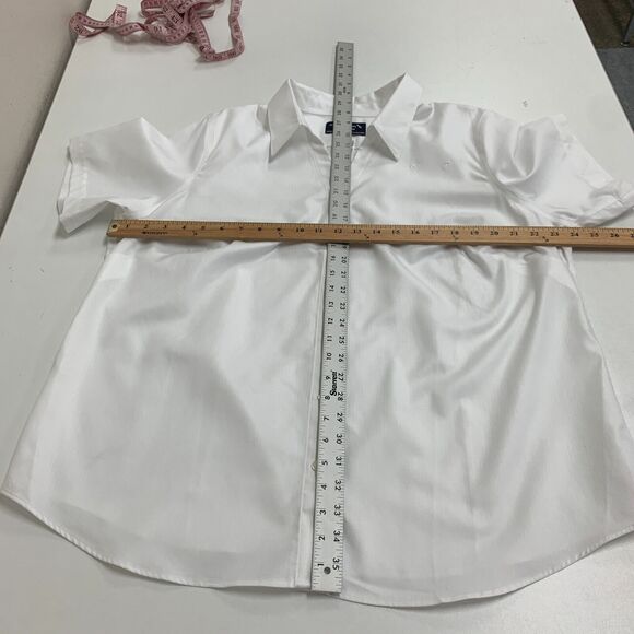 American Airlines Lands End Button Shirt Plus 18W White Herringbone Short Sleeve - Picture 7 of 12